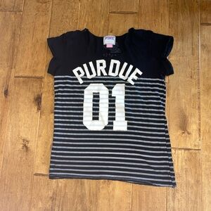 PINK Victoria's Secret Black & Gray Striped '01 Tee